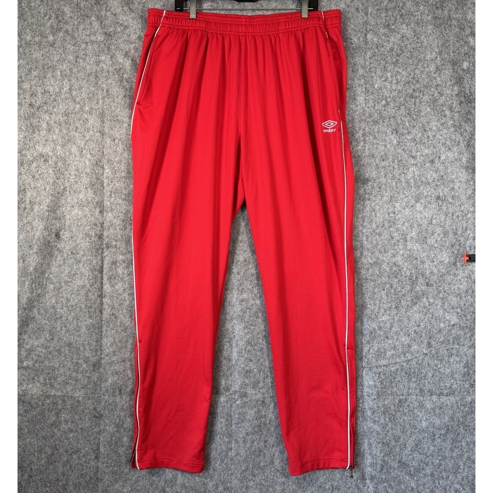 Y2K Umbro Sweatpants Mens XXL Red‎ Striped Logo Soccer USA Zip Ankle Opium Retro